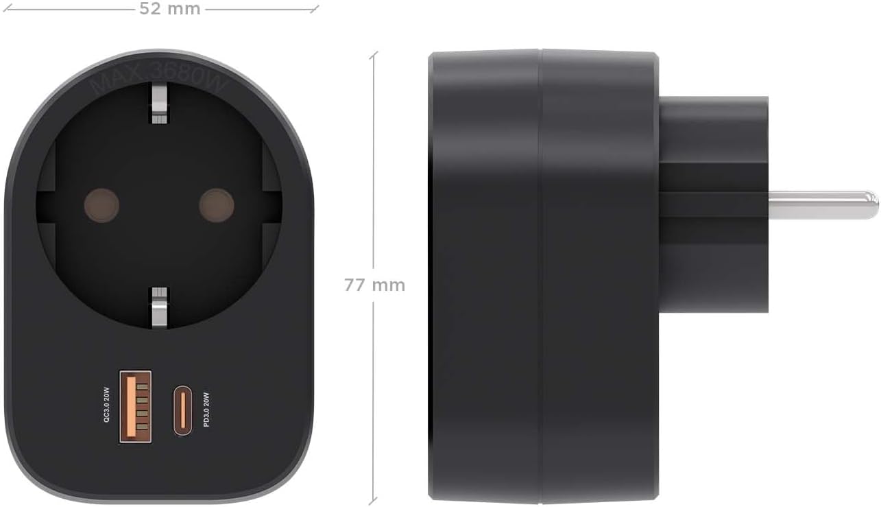 Tomada Aisens ASPS-1A1C07-BK/ 1 Tomada de Corrente/ 1 USB Tipo-C PD/ 1 USB/ Preto - Imagem 4