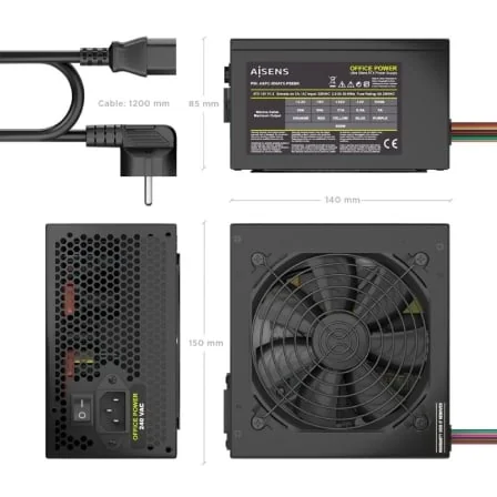 Fonte de Alimentação AISENS ASPC-500ATX-PSEBK 500W ATX 2.0 Ventoinha 120mm Preto - Imagem 3