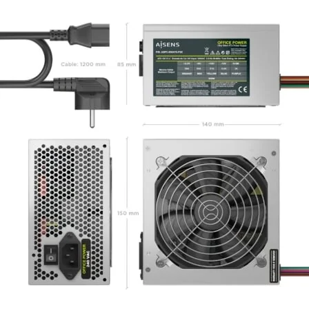 Fonte de Alimentação Aisens ASPC-500ATX-PSE 500W ATX 2.0 Ventoinha 120mm Prateado - Imagem 3