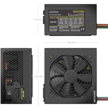 Fonte de Alimentação AISENS ASPC-500ATX-SEOBK 500W ATX 2.0 Ventoinha 120mm Preto - Imagem 3