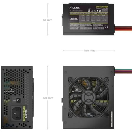Fonte de Alimentação SFX AISENS ASPC-500SFX-SEOBK 500W Ventilador 80mm ATX 2.0 Preto - Imagem 3