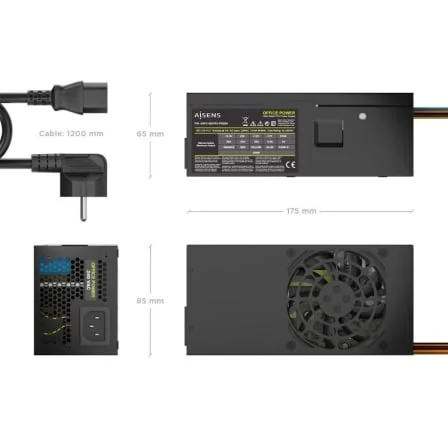 Fonte de Alimentação AISENS TFX ASPC-500TFX-PSEBK 500W Ventoinha 80mm Preto - Imagem 3