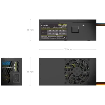 Fonte de Alimentação TFX AISENS ASPC-500TFX-SEOBK 500W Ventoinha 80mm Preto - Imagem 3
