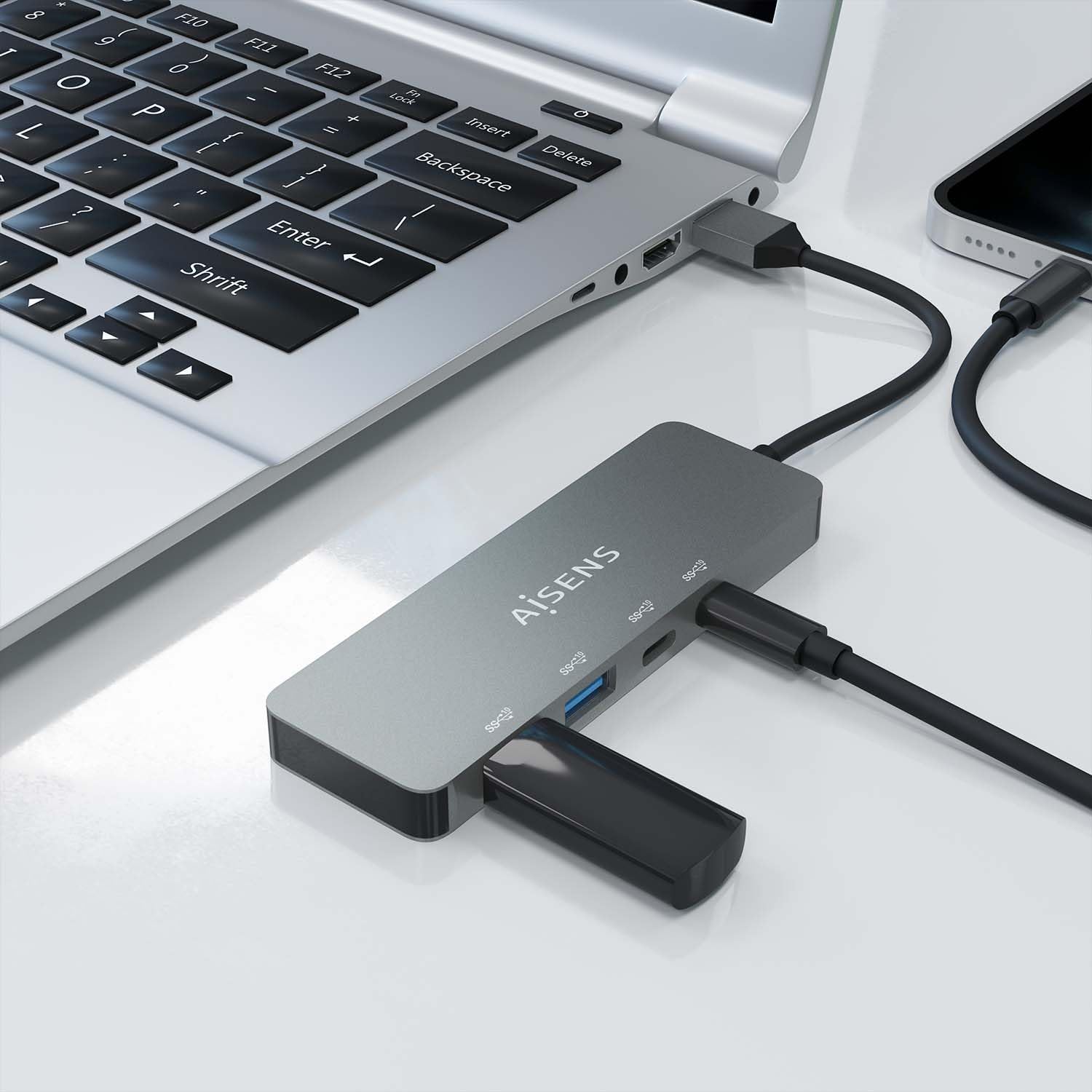 Hub USB 3.2 Aisens A106-0696/ 2xUSB/ 2xUSB Tipo-C/ Cinzento - Imagem 6