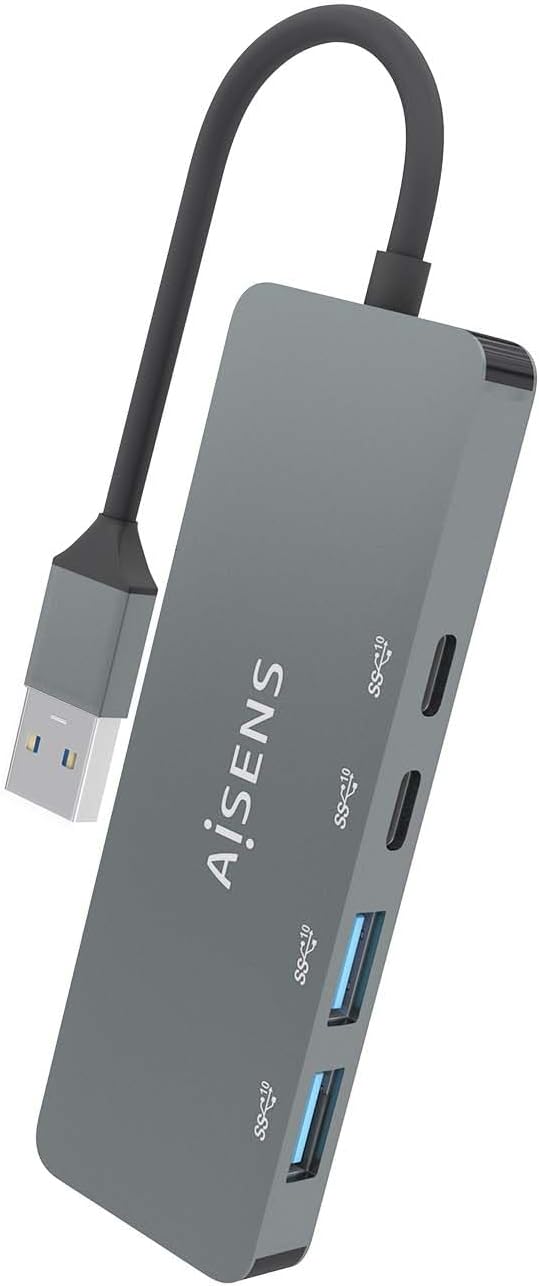Hub USB 3.2 Aisens A106-0696/ 2xUSB/ 2xUSB Tipo-C/ Cinzento - Imagem 3