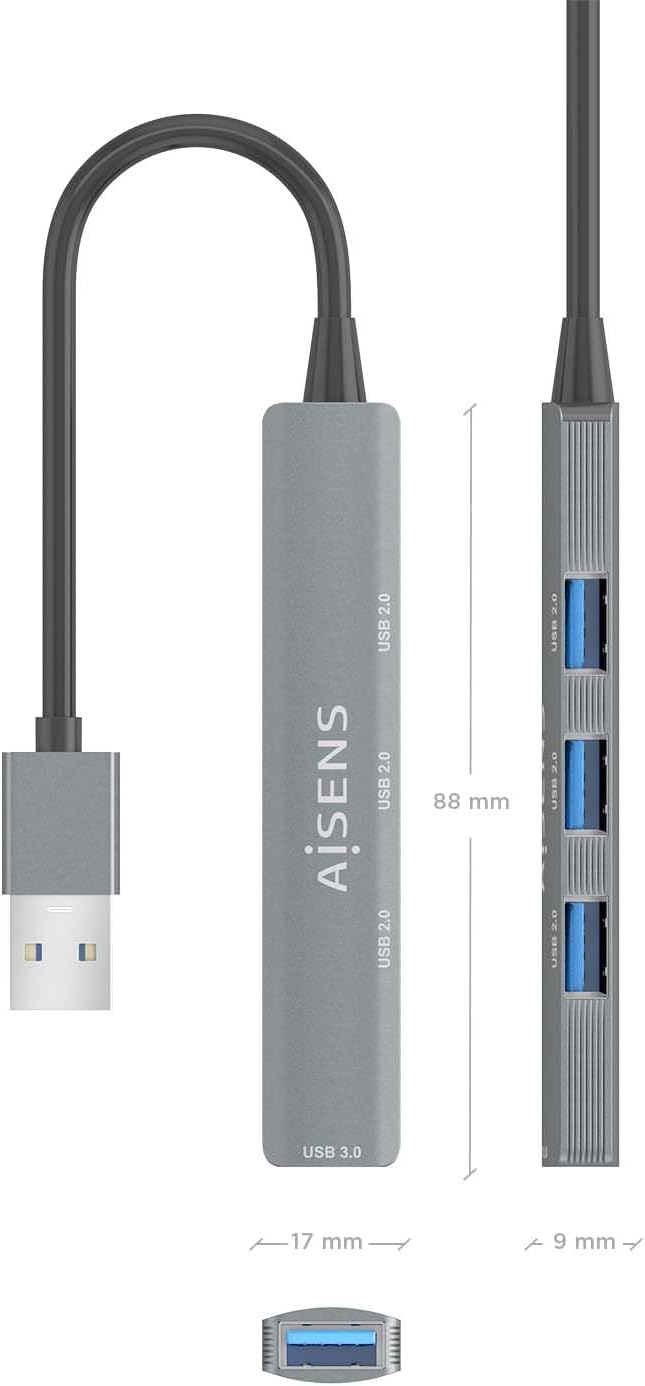 Hub USB 3.0 Aisens A106-0859/ 4xUSB/ Cinzento - Imagem 4