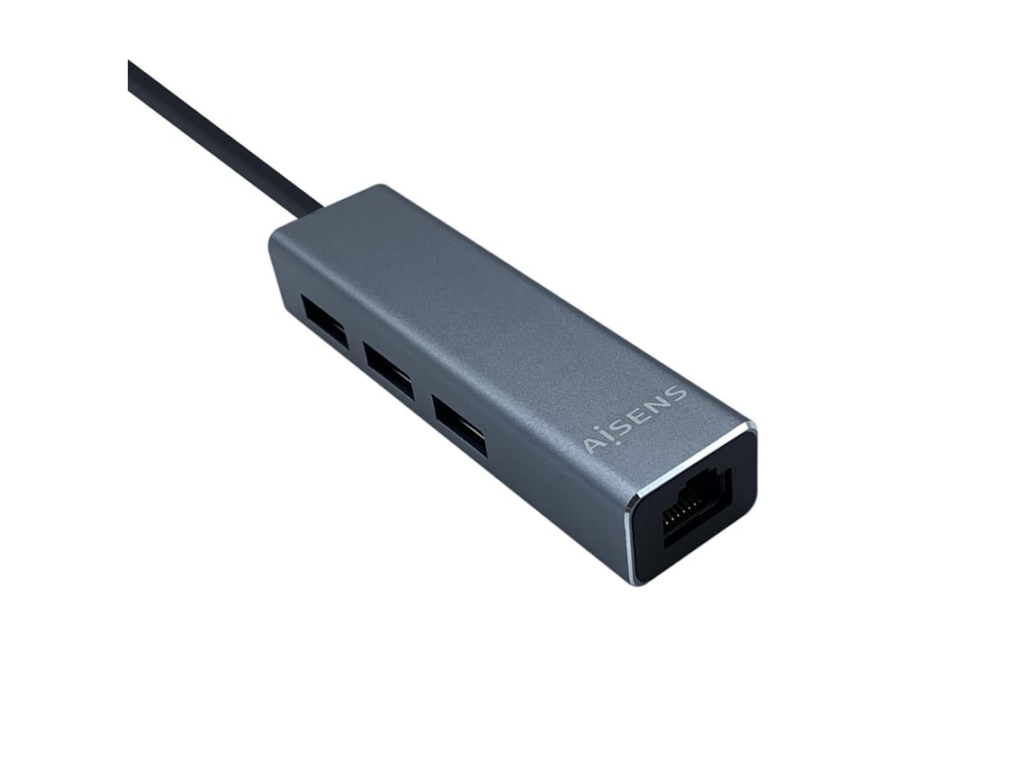Hub USB Tipo-C Aisens A109-0396/ 3xUSB/ 1xRJ45/ Cinzento