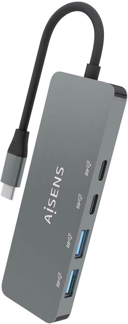 Hub USB Tipo-C Aisens A109-0694/ 2xUSB/ 2xUSB Tipo-C/ Cinzento - Imagem 3