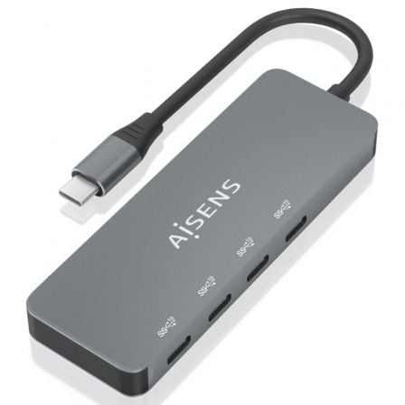 Hub USB Tipo-C Aisens A109-0695/ 4xUSB Tipo-C/ Cinzento