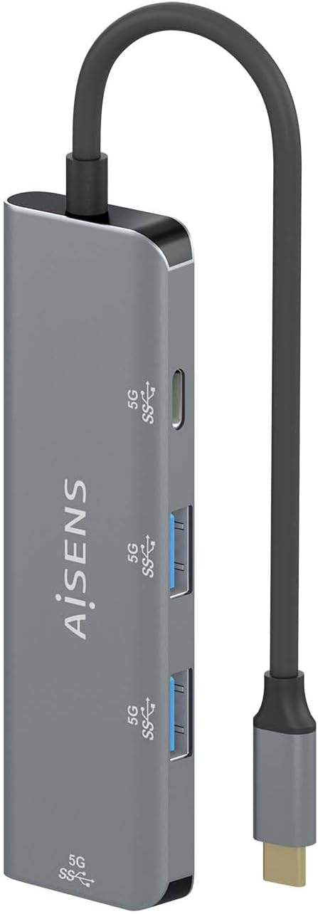Hub USB Tipo-C Aisens A109-0762/ 3xUSB/ 1xUSB Tipo-C/ Cinzento - Imagem 3