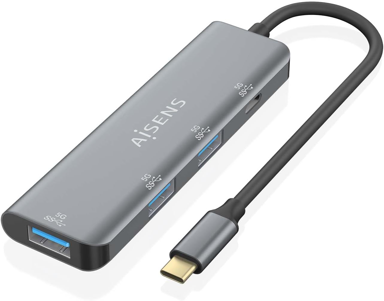Hub USB Tipo-C Aisens A109-0762/ 3xUSB/ 1xUSB Tipo-C/ Cinzento
