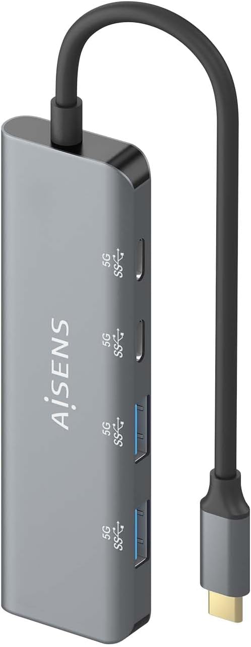 Hub USB Tipo-C Aisens A109-0763/ 2xUSB/ 2xUSB Tipo-C/ Cinzento - Imagem 3