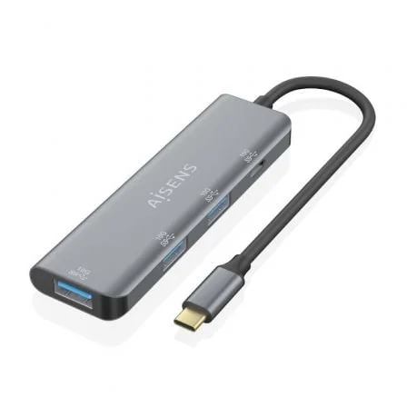 Hub USB-C AISENS A109-0764 USB 3.2 Gen2 10Gbps 1x USB-C 3x USB-A 15cm Cinzento - Imagem 2