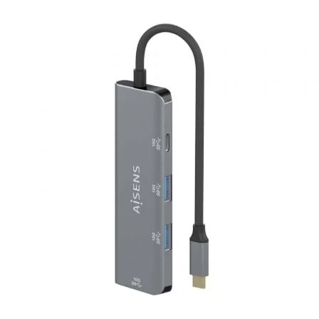 Hub USB-C AISENS A109-0764 USB 3.2 Gen2 10Gbps 1x USB-C 3x USB-A 15cm Cinzento - Imagem 3