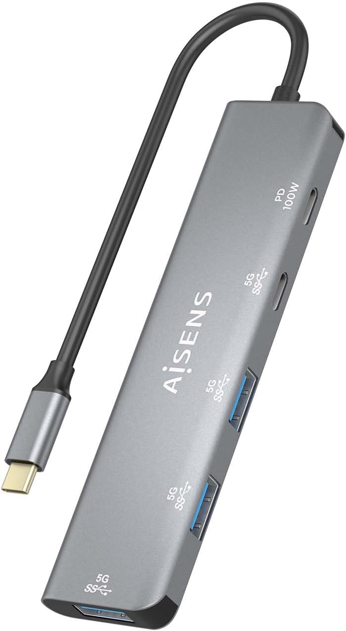 Hub USB Tipo-C Aisens A109-0857/ 3xUSB/ 1xUSB Tipo-C/ 1xUSB Tipo-C PD/ Cinzento - Imagem 3