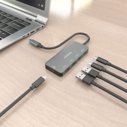 Hub USB Tipo-C Aisens A109-0946/ 2xUSB/ 2xUSB Tipo-C/ 1xUSB Tipo-C PD/ Cinzento - Imagem 5