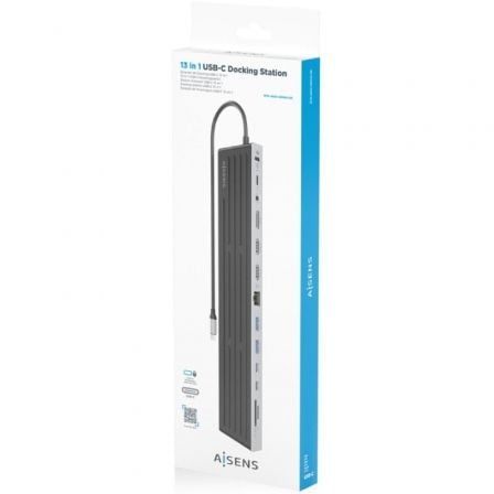 Hub USB Tipo-C Aisens ASUC-13P042-GR/ 2xUSB Tipo-C/ 1xUSB Tipo-C PD/ 2xUSB/ 2xHDMI/ 1xDisplayPort/ 1xLeitor de Cartões/ 1xJack 3.5mm/ 1xRJ45/ Cinzento - Imagem 4