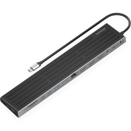 Hub USB Tipo-C Aisens ASUC-13P042-GR/ 2xUSB Tipo-C/ 1xUSB Tipo-C PD/ 2xUSB/ 2xHDMI/ 1xDisplayPort/ 1xLeitor de Cartões/ 1xJack 3.5mm/ 1xRJ45/ Cinzento - Imagem 2