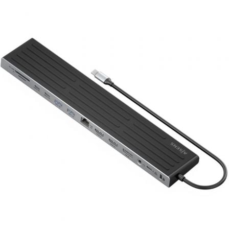 Hub USB Tipo-C Aisens ASUC-13P042-GR/ 2xUSB Tipo-C/ 1xUSB Tipo-C PD/ 2xUSB/ 2xHDMI/ 1xDisplayPort/ 1xLeitor de Cartões/ 1xJack 3.5mm/ 1xRJ45/ Cinzento