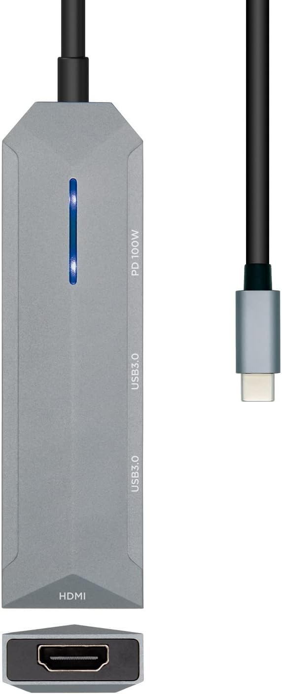 Docking USB Tipo-C Aisens ASUC-4P002-GR/ 1xHDMI 4K/ 2xUSB/ 1xUSB Tipo-C PD/ Cinzento - Imagem 2
