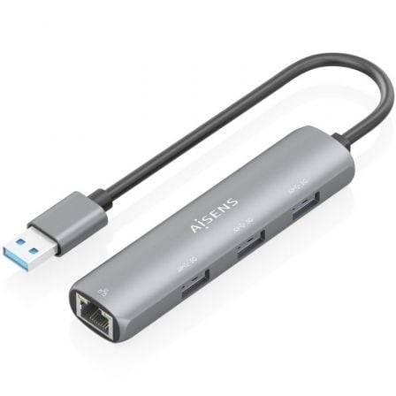 Hub USB Aisens ASUC-4P034-GR/ 3xUSB/ 1xRJ45/ Cinzento