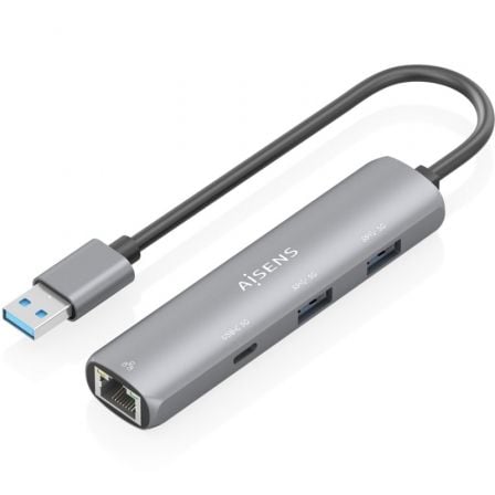 Hub USB Aisens ASUC-4P035-GR/ 1xUSB Tipo-C/ 2xUSB/ 1xRJ45/ Cinzento