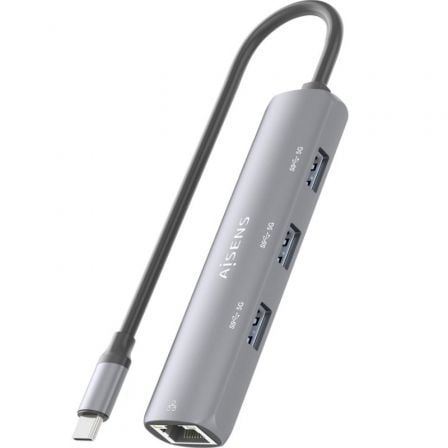 Hub USB Tipo-C Aisens ASUC-4P038-GR/ 3xUSB/ 1xRJ45/ Cinzento - Imagem 4