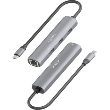Hub USB Tipo-C Aisens ASUC-4P038-GR/ 3xUSB/ 1xRJ45/ Cinzento - Imagem 3