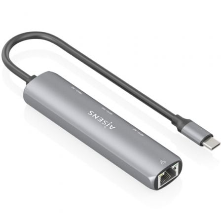Hub USB Tipo-C Aisens ASUC-4P038-GR/ 3xUSB/ 1xRJ45/ Cinzento - Imagem 2