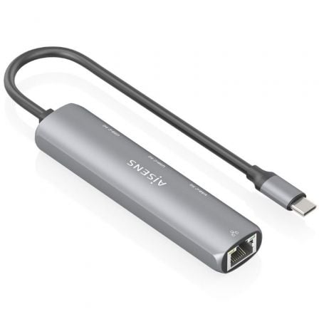 Hub USB Tipo-C Aisens ASUC-4P041-GR/ 3xUSB Tipo-C/ 1xRJ45/ Cinzento - Imagem 2