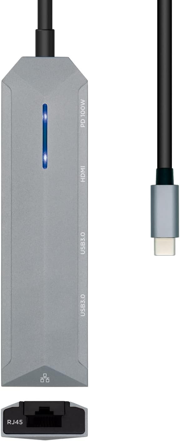 Docking USB Tipo-C Aisens ASUC-5P003-GR/ 1xHDMI 4K/ 2xUSB/ 1xRJ45/ 1xUSB Tipo-C PD/ Cinzento - Imagem 2