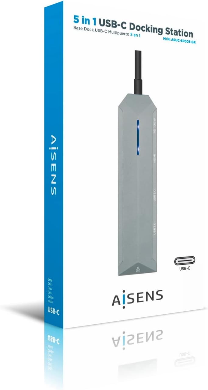 Docking USB Tipo-C Aisens ASUC-5P003-GR/ 1xHDMI 4K/ 2xUSB/ 1xRJ45/ 1xUSB Tipo-C PD/ Cinzento - Imagem 5