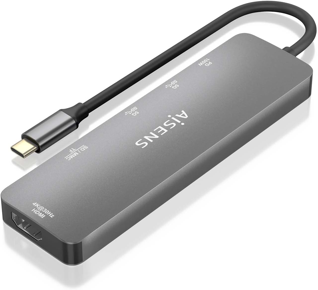 Docking USB Tipo-C Aisens ASUC-6P016-GR/ 1xHDMI 4K/ 2xUSB/ 1xLeitor Cartões/ 1xUSB Tipo-C PD/ Cinzento - Imagem 2