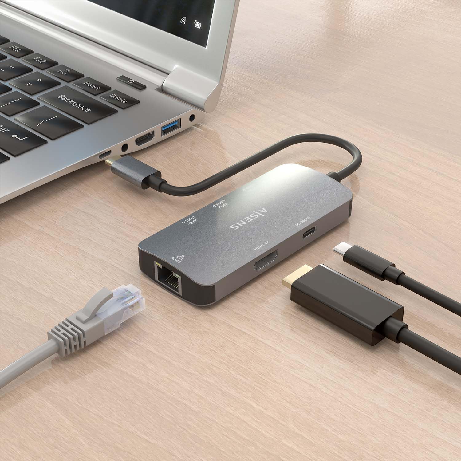 Docking USB Tipo-C Aisens ASUC-6P019-GR/ 1xHDMI 4K/ 3xUSB/ 1xRJ45/ 1xUSB Tipo-C PD/ Cinzento - Imagem 6