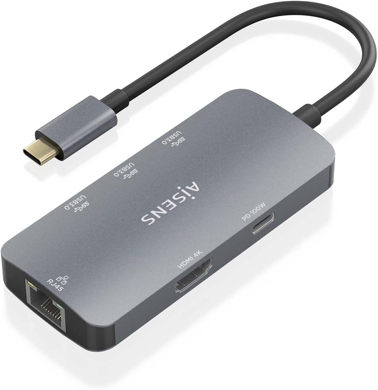Docking USB Tipo-C Aisens ASUC-6P019-GR/ 1xHDMI 4K/ 3xUSB/ 1xRJ45/ 1xUSB Tipo-C PD/ Cinzento