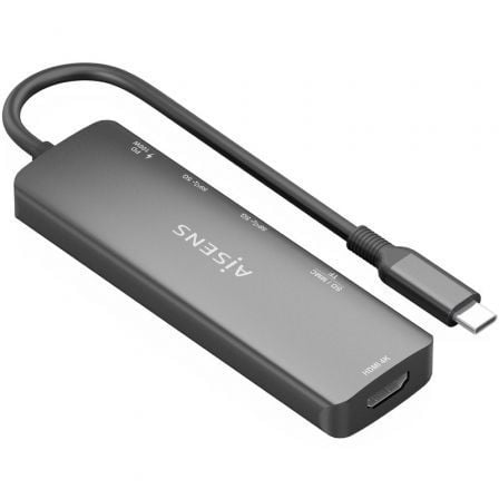 Docking USB Tipo-C Aisens ASUC-5P011-GR/ 1xHDMI 4K/ 2xUSB/ 1xUSB Tipo-C PD/ 1xLeitor de Cartões/ Cinzento - Imagem 2