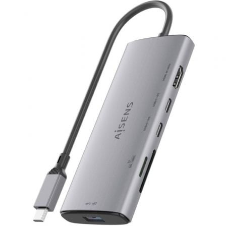 Docking USB Tipo-C Aisens ASUC-6P029-GR/ 1xHDMI 4K/ 1xUSB/ 2xUSB Tipo-C/ 1xLeitor de Cartões/ Cinzento - Imagem 2
