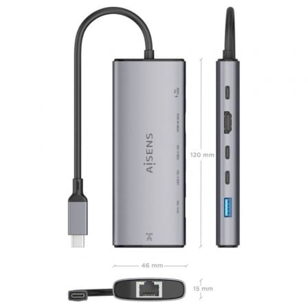 Docking USB Tipo-C Aisens ASUC-6P030-GR/ 1xHDMI 4K/ 1xUSB/ 2xUSB Tipo-C/ 1xRJ45/ 1xUSB Tipo-C PD/ Cinzento - Imagem 4