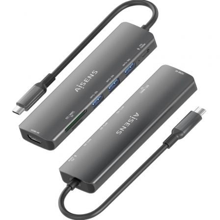 Docking USB Tipo-C Aisens ASUC-7P025-GR/ 1xHDMI 4K/ 3xUSB/ 1xUSB Tipo-C PD/ 1xLeitor de Cartões/ Cinzento - Imagem 3