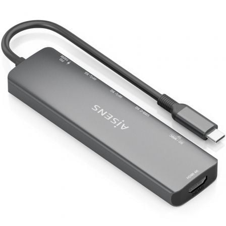 Docking USB Tipo-C Aisens ASUC-7P026-GR/ 1xHDMI 4K/ 2xUSB/ 1xUSB Tipo-C / 1xUSB Tipo-C PD/ 1xLeitor Cartões/ Cinzento - Imagem 2