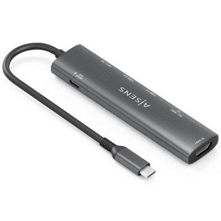 Docking USB Tipo-C Aisens ASUC-7P025-GR/ 1xHDMI 4K/ 3xUSB/ 1xUSB Tipo-C PD/ 1xLeitor de Cartões/ Cinzento - Imagem 2