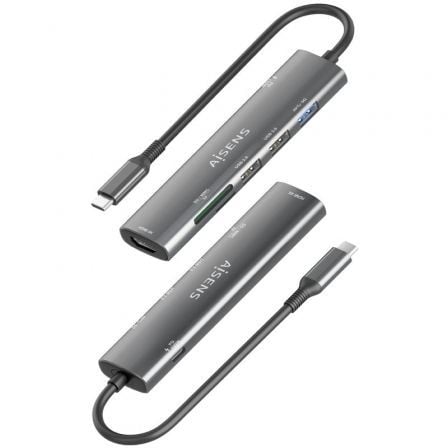 Docking USB Tipo-C Aisens ASUC-7P025-GR/ 1xHDMI 4K/ 3xUSB/ 1xUSB Tipo-C PD/ 1xLeitor de Cartões/ Cinzento - Imagem 3