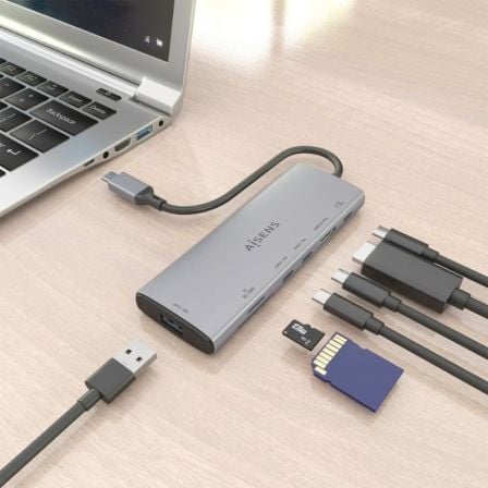 Docking USB Tipo-C Aisens ASUC-7P031-GR/ 1xHDMI 4K/ 1xUSB/ 2xUSB Tipo-C/ 1xLeitor Cartões/ 1xUSB Tipo-C PD/ Cinzento - Imagem 5