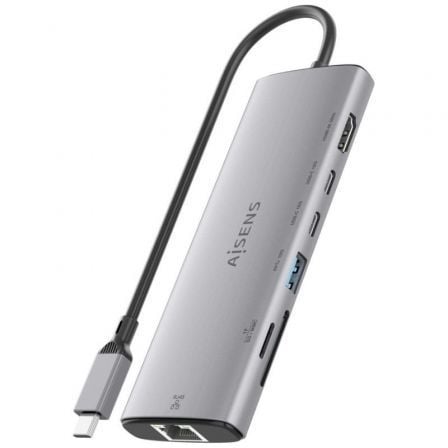 Docking USB Tipo-C Aisens ASUC-7P032-GR/ 1xHDMI 4K/ 1xUSB/ 2xUSB Tipo-C/ 1xRJ45/ 1xLeitor Cartões/ Cinzento - Imagem 3