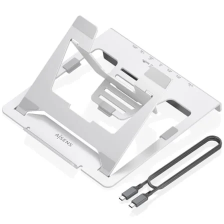 Suporte com Docking USB-C AISENS ASUC-7P045-GR 7 em 1 HDMI 4K RJ45 PD 100W para Portáteis 7-16" Cinzento - Imagem 2