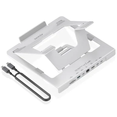Suporte com Docking USB-C AISENS ASUC-7P045-GR 7 em 1 HDMI 4K RJ45 PD 100W para Portáteis 7-16" Cinzento