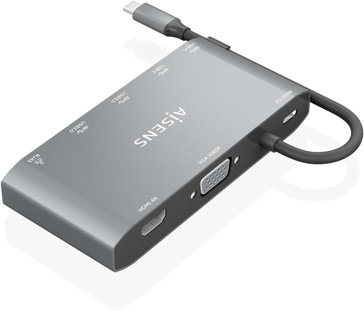 Docking USB Tipo-C Aisens ASUC-8P010-GR/ 1xHDMI 4K/ 1xVGA/ 2xUSB/ 1xRJ45/ 2xUSB Tipo-C/ 1xUSB Tipo-C PD/ Cinzento - Imagem 3