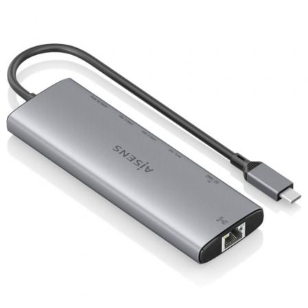 Docking USB Tipo-C Aisens ASUC-8P033-GR/ 1xHDMI 4K/ 1xUSB/ 2xUSB Tipo-C/ 1xRJ45/ 1xLeitor de Cartões/ 1xUSB Tipo-C PD/ Cinzento - Imagem 2