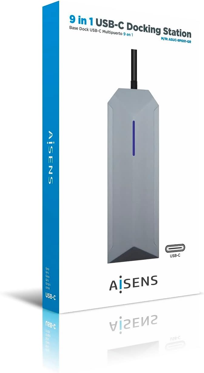 Docking USB Tipo-C Aisens ASUC-9P001-GR/ 1xHDMI 4K/ 3xUSB/ 1xRJ45/ 1xÁudio/ 1xLeitor de Cartões / 1xUSB Tipo-C PD/ Cinzento - Imagem 6