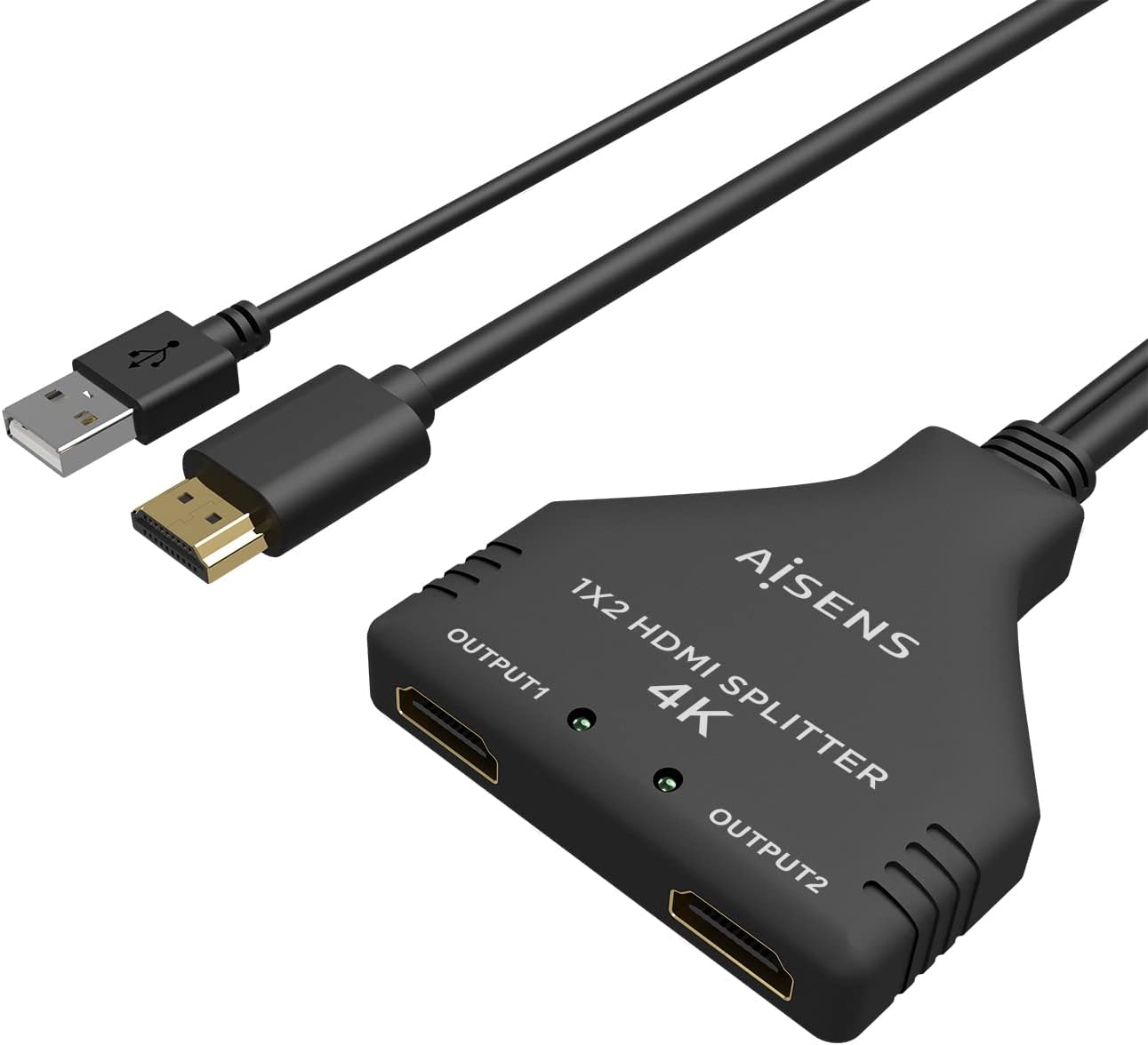 Cabo Duplicador HDMI 4K Aisens A123-0654/ 2x HDMI Fêmea - HDMI Macho - USB Macho/ 30cm/ Preto - Imagem 2
